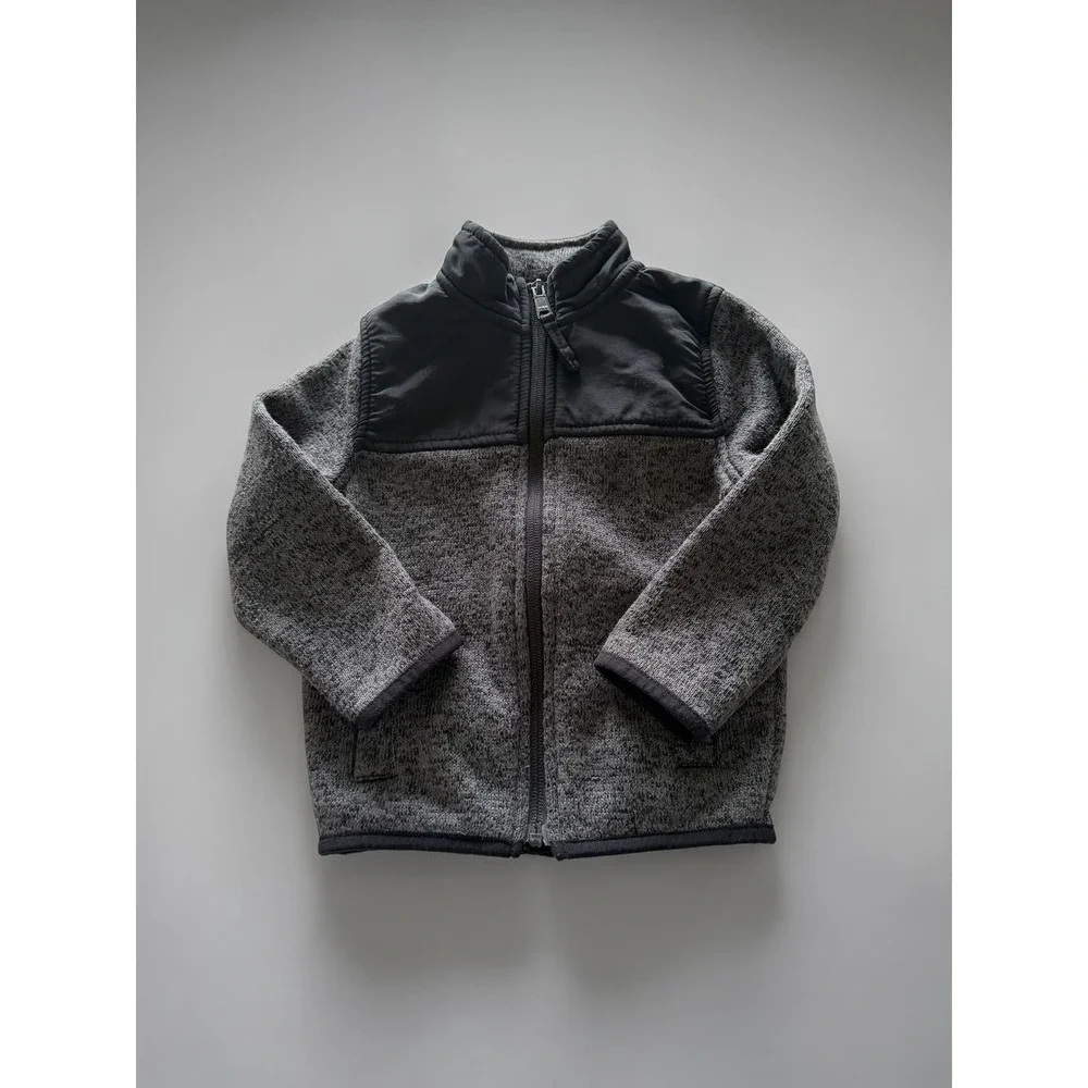The Childrens Place Boys Gray Marl Sweater Fleece Full Zip Jacket Size 2T